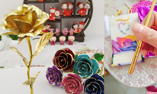 金箔玫瑰花激光刻字